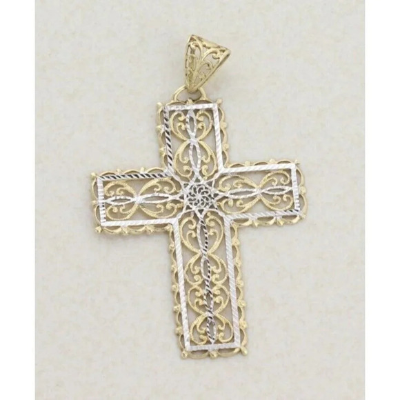 Unbranded Jewelry - Pendant Only 10K Yellow Gold and White Gold Cross Large Pendant